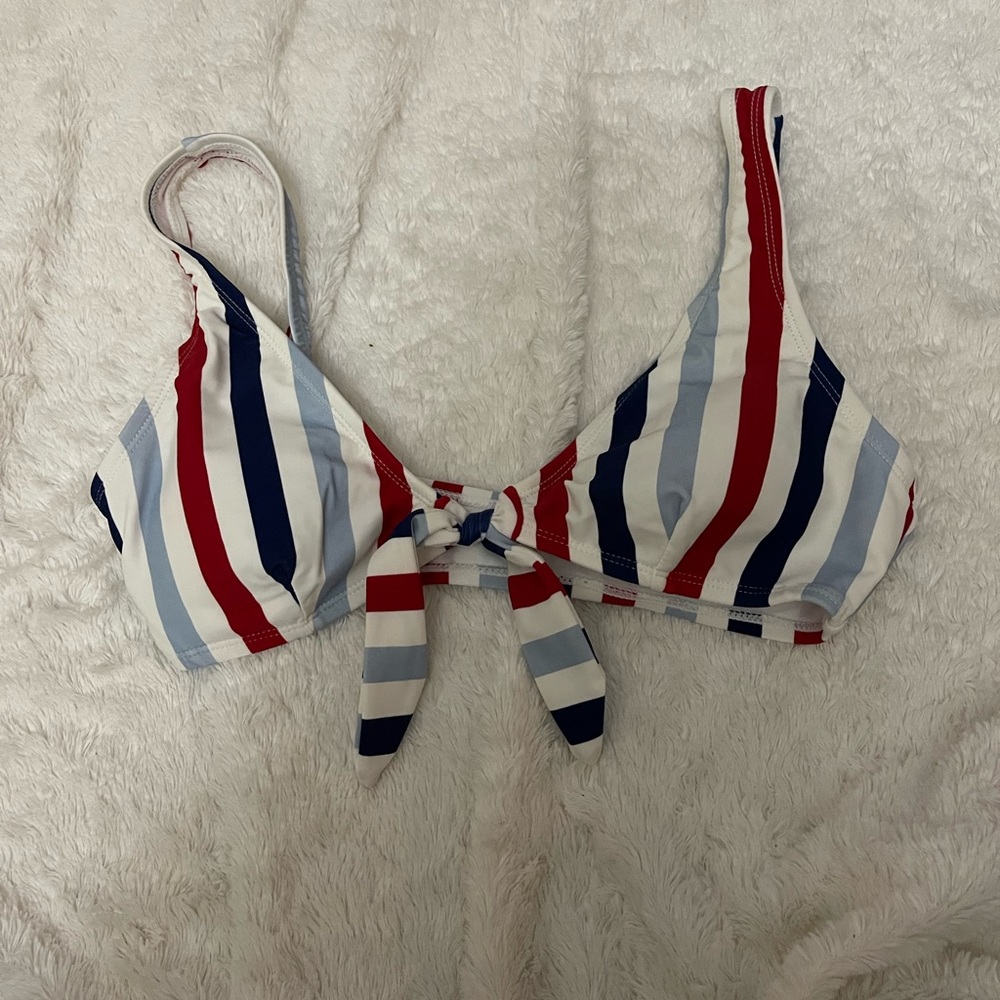 Red white and blue striped bikini top